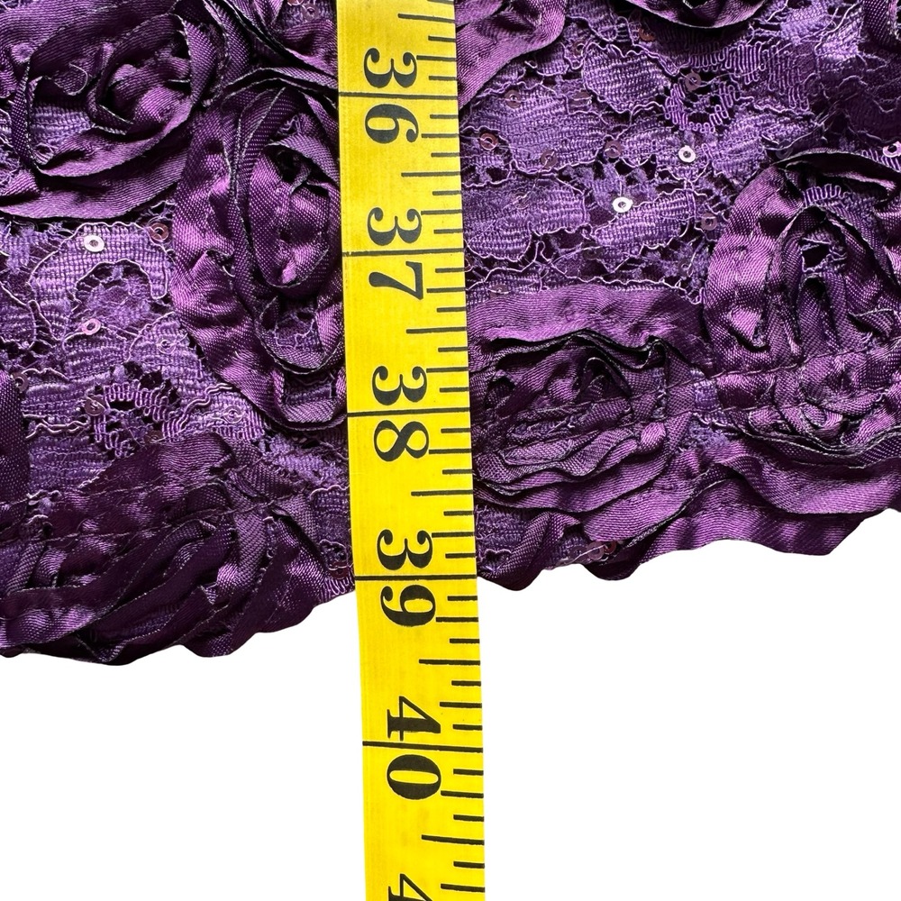 Marina Sheath Dress Size 14 Purple Floral Lace Sequin Embellishments V-Neck - Picture 10 of 10